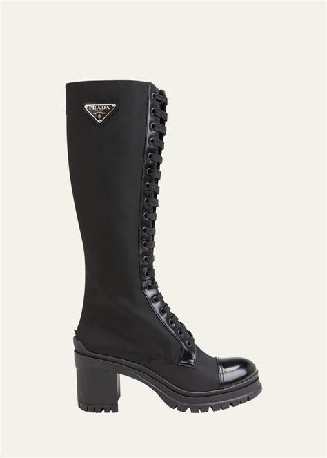 prada sport over the knee boots|prada lace up combat boots.